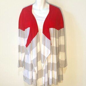 Design History Vibrant Red and Soft Gray Cardigan